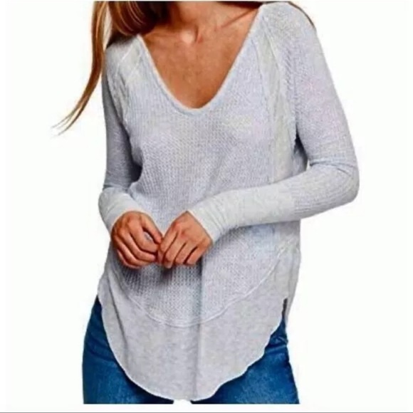 Free People We the Free Grey Catalina Thermal top size Medium - Picture 1 of 10